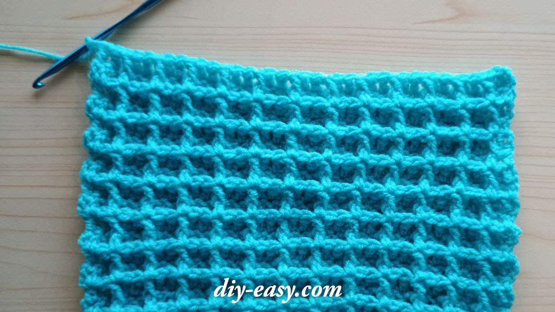 Crochet waffle stitch example.