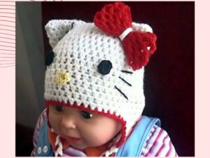 Hello Kitty Hat Crochet Pattern | 7 Sizes Newborn to Adult | Easy Earflap Design