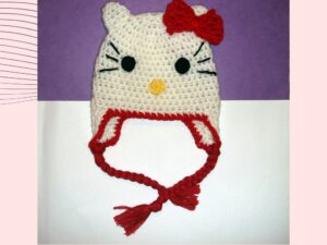 Hello Kitty Hat Crochet Pattern | 7 Sizes Newborn to Adult | Earflap & Bow