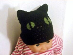 Black Cat Hat Crochet Pattern | Earflaps & Cute Face | Newborn to Adult