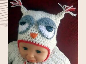 Owl Hat Crochet Pattern | 7 Sizes Newborn to Adult | Easy Earflap Hat with Buttons