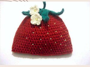 Strawberry Hat Crochet Pattern | 7 Sizes Newborn to Adult | Leaf & Flower Topper