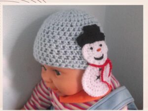 Snowman Appliqué Hat Crochet Pattern | 7 Sizes Newborn to Adult | 3.5mm Hook